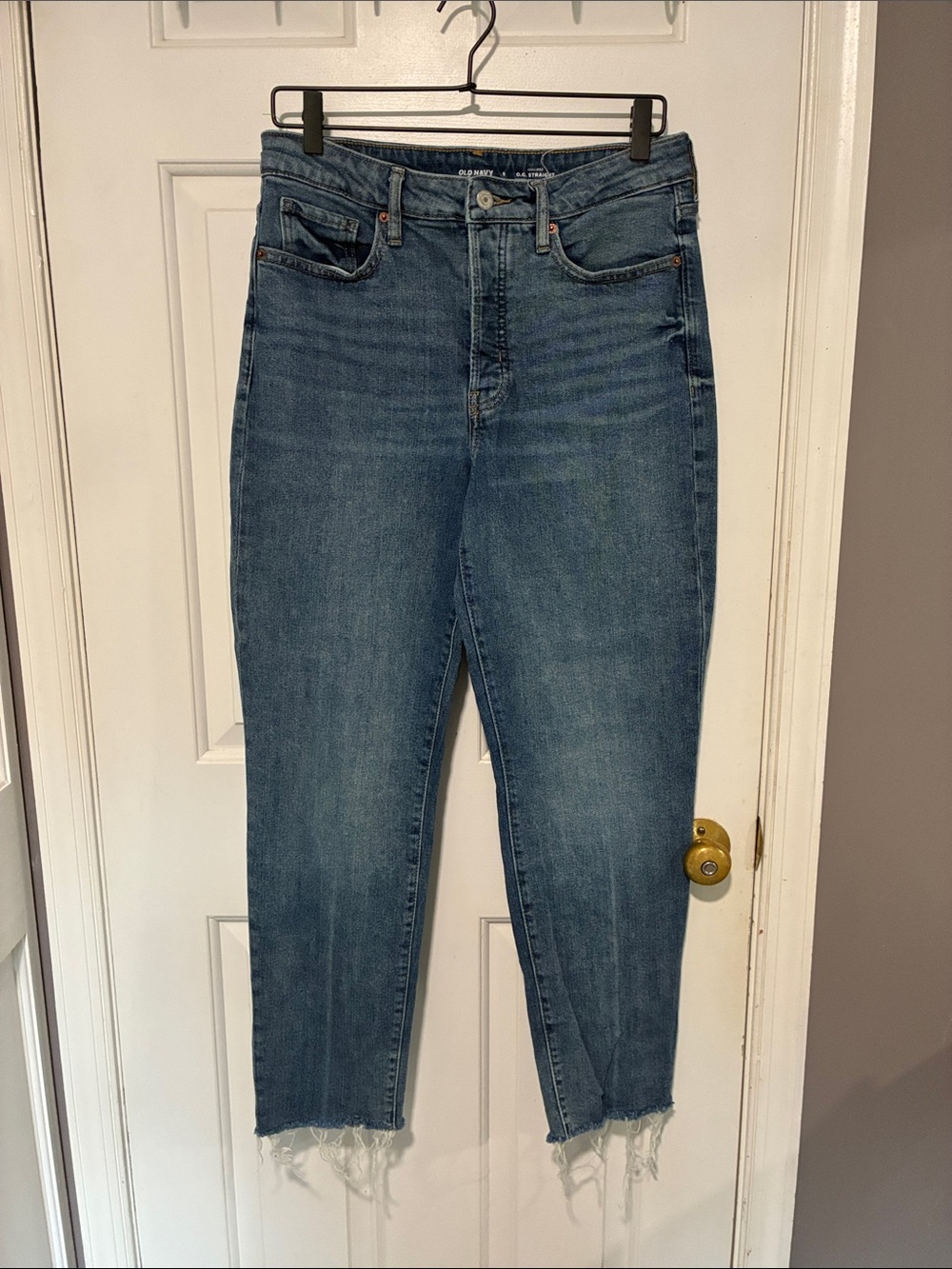 Old Navy Medium Blue High-Rise Cropped Jeans with Raw Hem